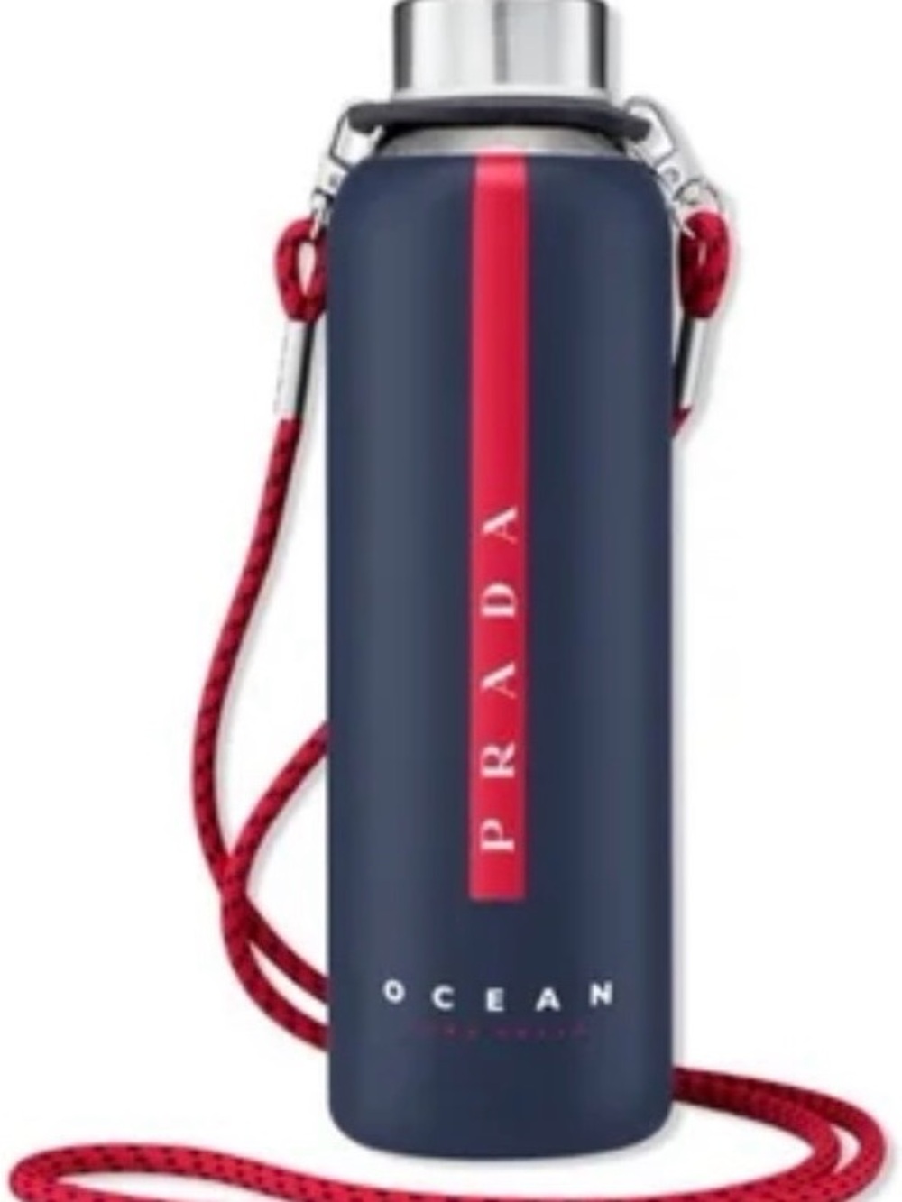 Prada Navy Bottle Crossbody with Red Stripe and Rope